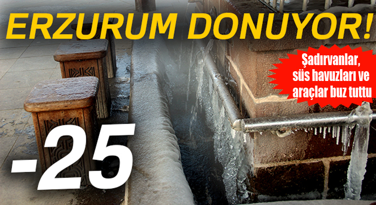 Erzurum dondu: Eksi 25 derece