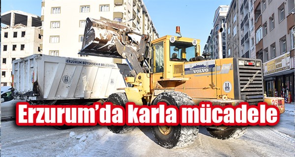 Erzurum’da karla mücadele