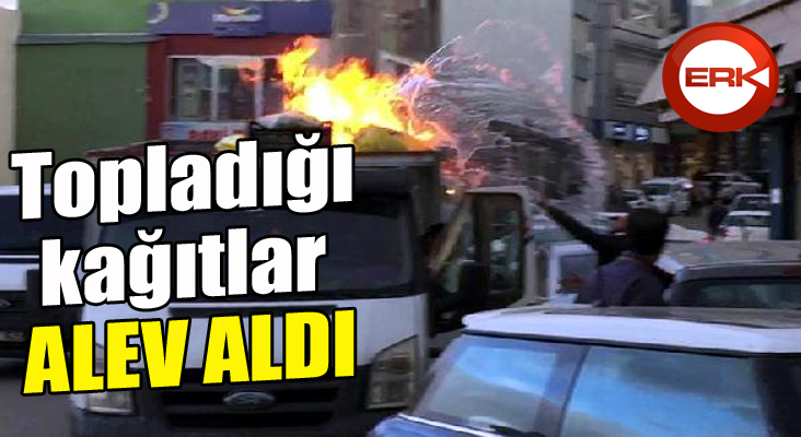 Topladığı kağıtlar alev aldı