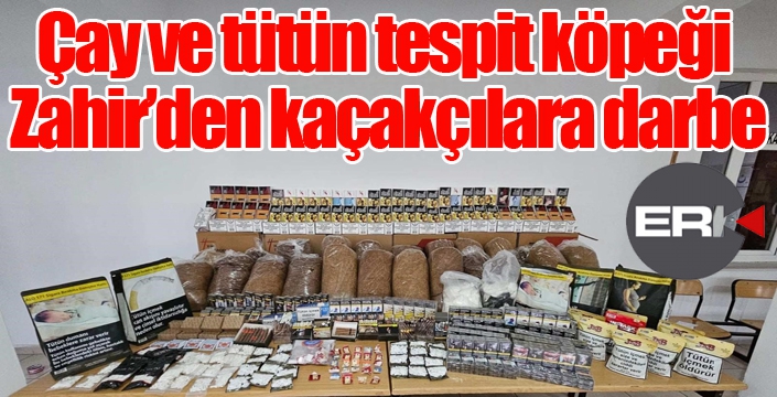 Çay ve tütün tespit köpeği Zahir’den kaçakçılara darbe