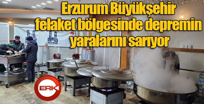 Erzurum Büyükşehir felaket bölgesinde depremin yaralarını sarıyor