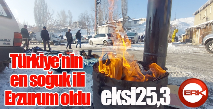 Erzurum buz tuttu, sokak çeşmeleri dondu