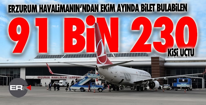 Erzurum’da Ekim ayında 91 bin 230 kişi uçtu