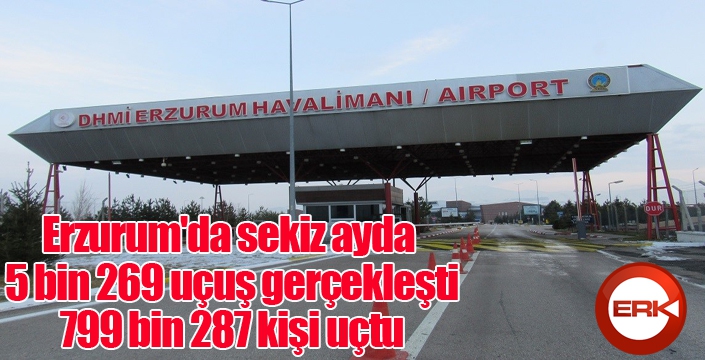 Erzurum'da sekiz ayda 5 bin 269 uçuş gerçekleşti, 799 bin 287 kişi uçtu