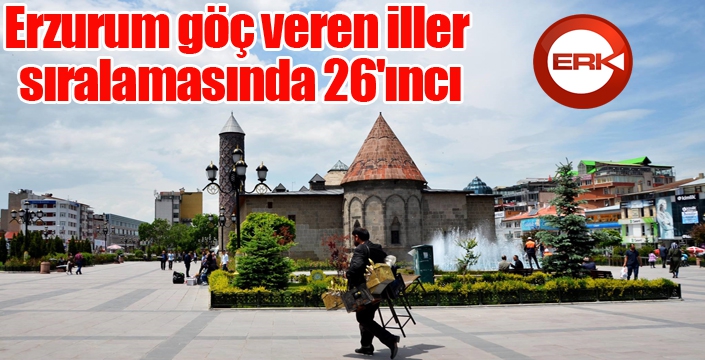 Erzurum göç veren iller sıralamasında 26'ıncı