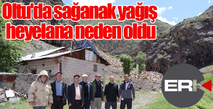 Oltu'da sağanak yağış heyelana neden oldu