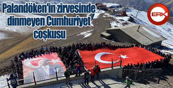 Palandöken'in karlı zirvesinde dinmeyen Cumhuriyet coşkusu